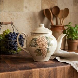 Cabernet Hand-Painted Grape Teapot by Tabletops Unlimited